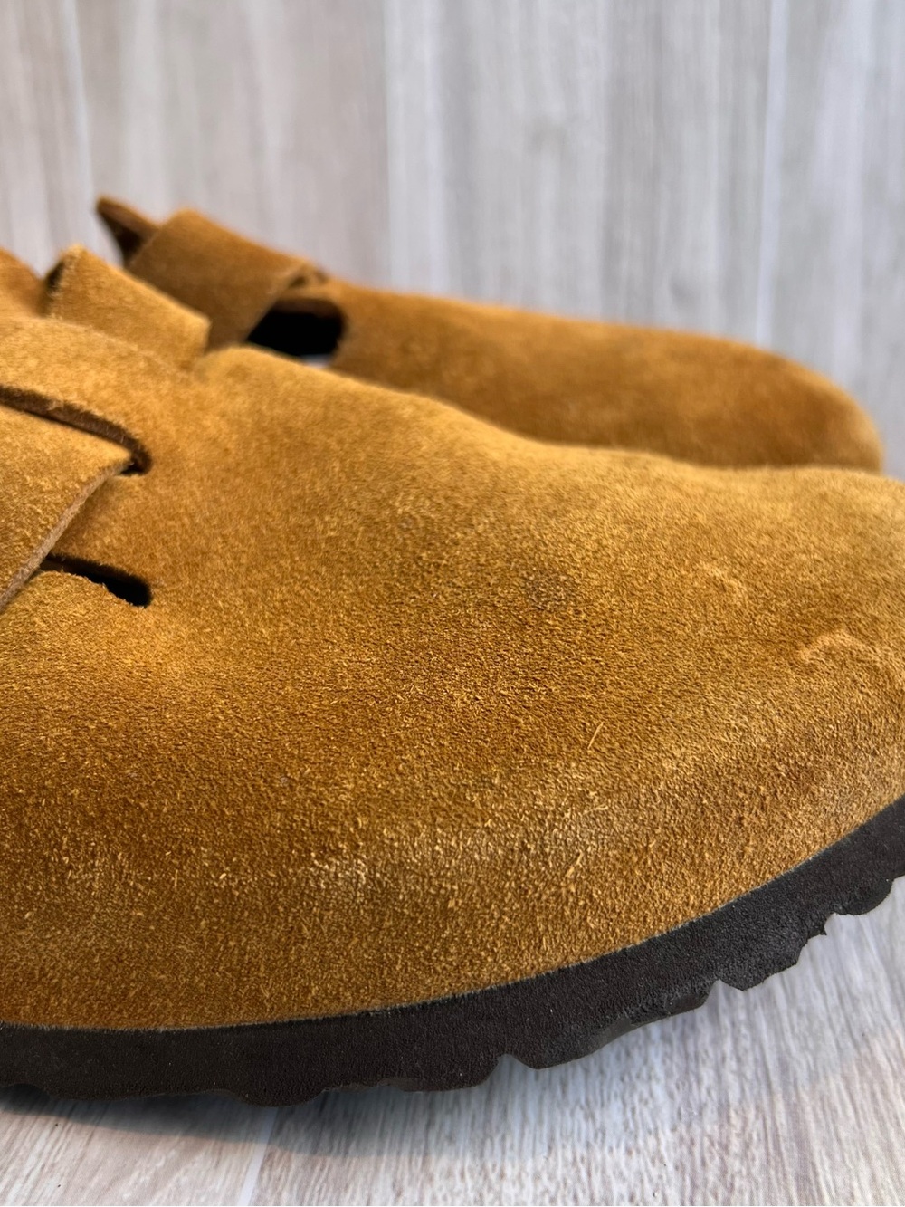 Birkenstock Women's Suede Slip-On Clog in Cognac - Picture 4 of 14